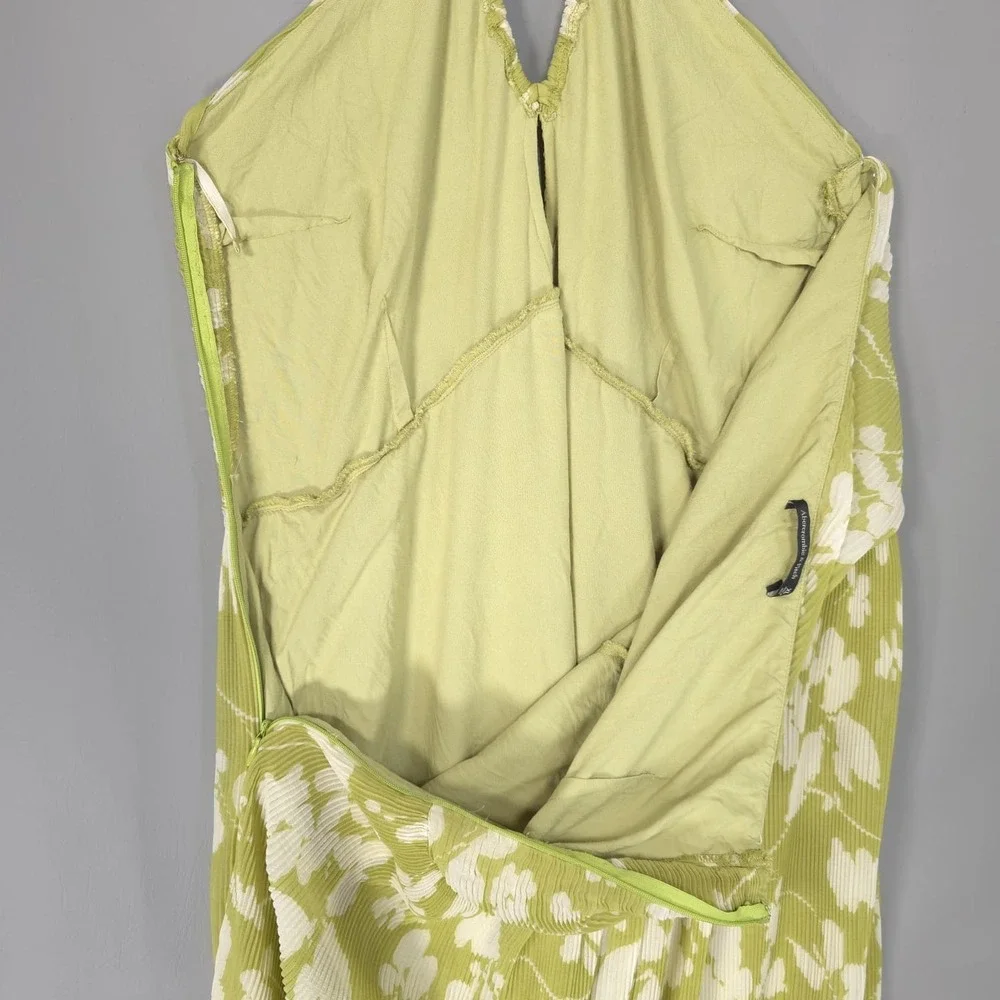 ABERCROMBIE & FITCH Women's Maxi Dress Halter XL Floral Green White Pleated
